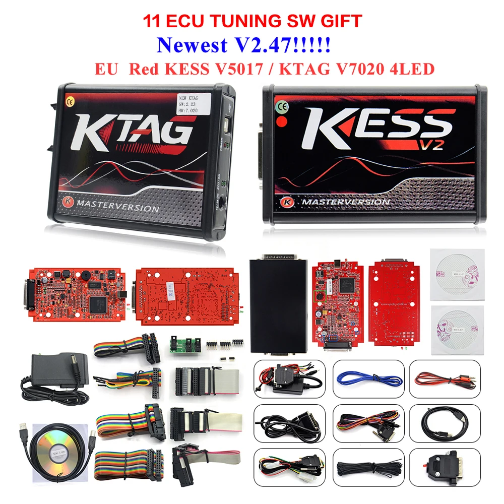 

2019 Red K tag KTAG V7.020 KESS V2 V5.017 SW V2.23 Master ECU Chip Tuning Tool KESS 5.017 Red PCB Online Unlimited No Tokens