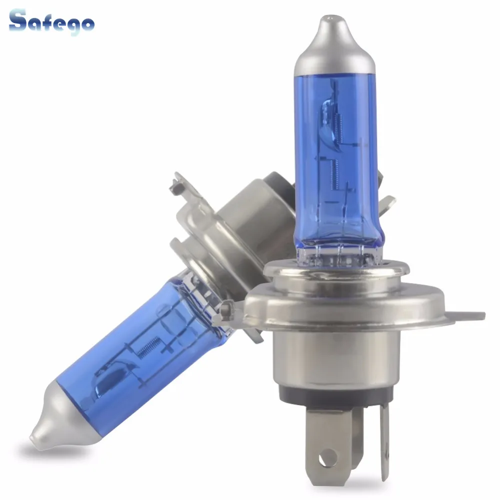 Safego 2pcs 12v h4 halogen Lamp H4 100w 90W 9003 Warm white Xenon Auto