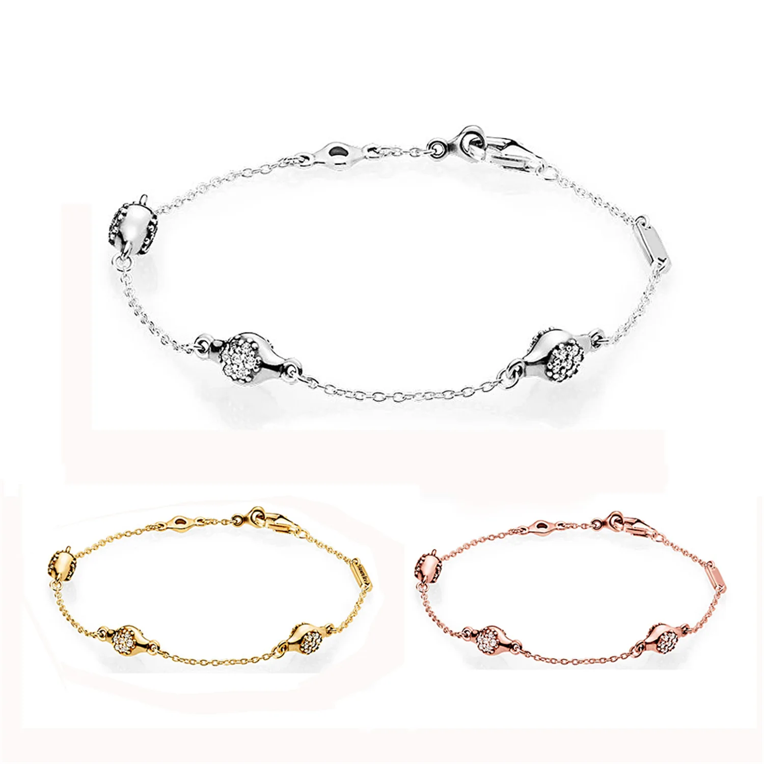 

925 Sterling Silver Pandora Bracelet Modern Lovepods With Crystal Chain Link Bracelet Bangle Fit Bead Charm Diy Europe Jewelry