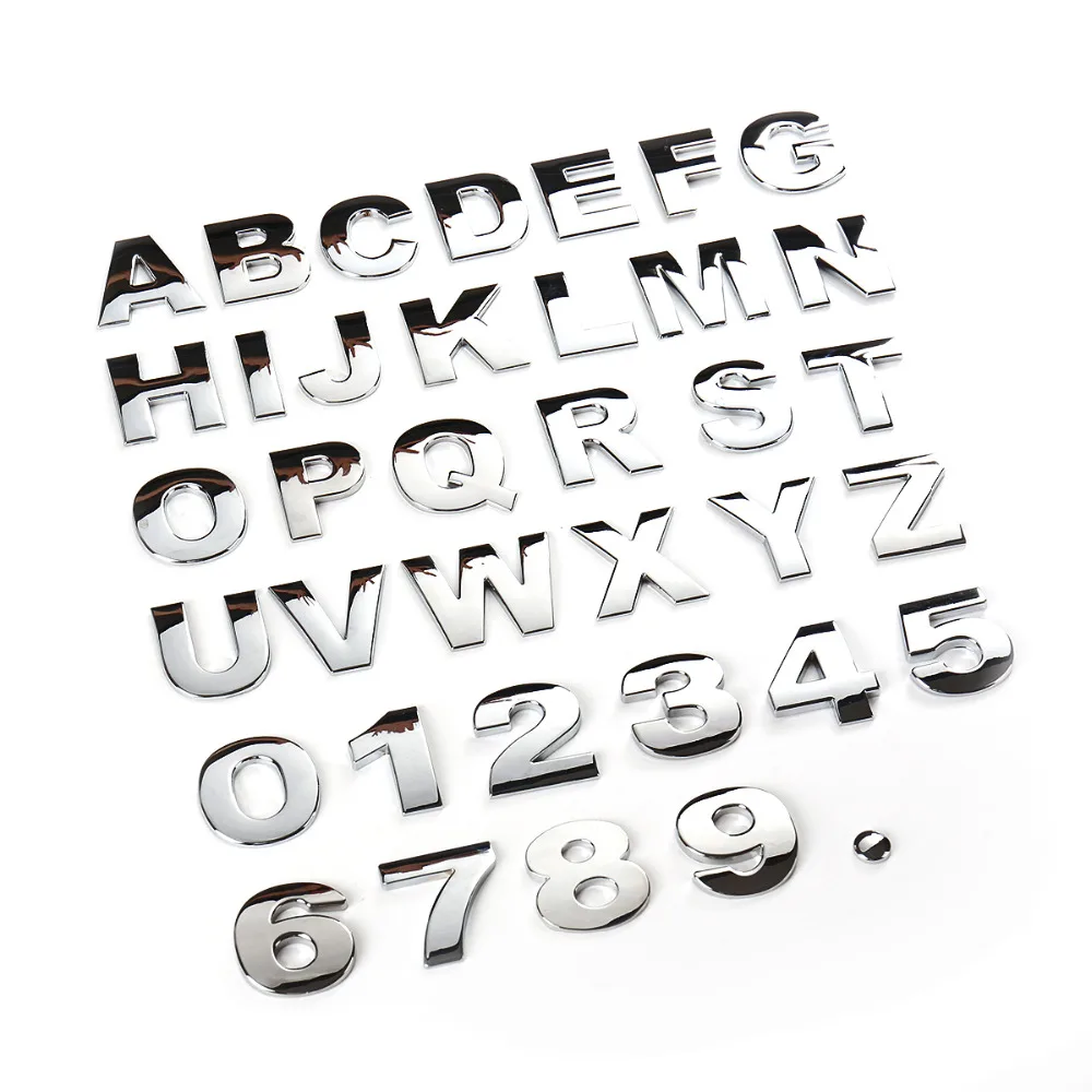 3D Metal DIY Letters Alphabet Emblem 4.5cm Chrome Car Stickers Digital Badge Automobiles Logo Car Accessories Motorcycle sticker