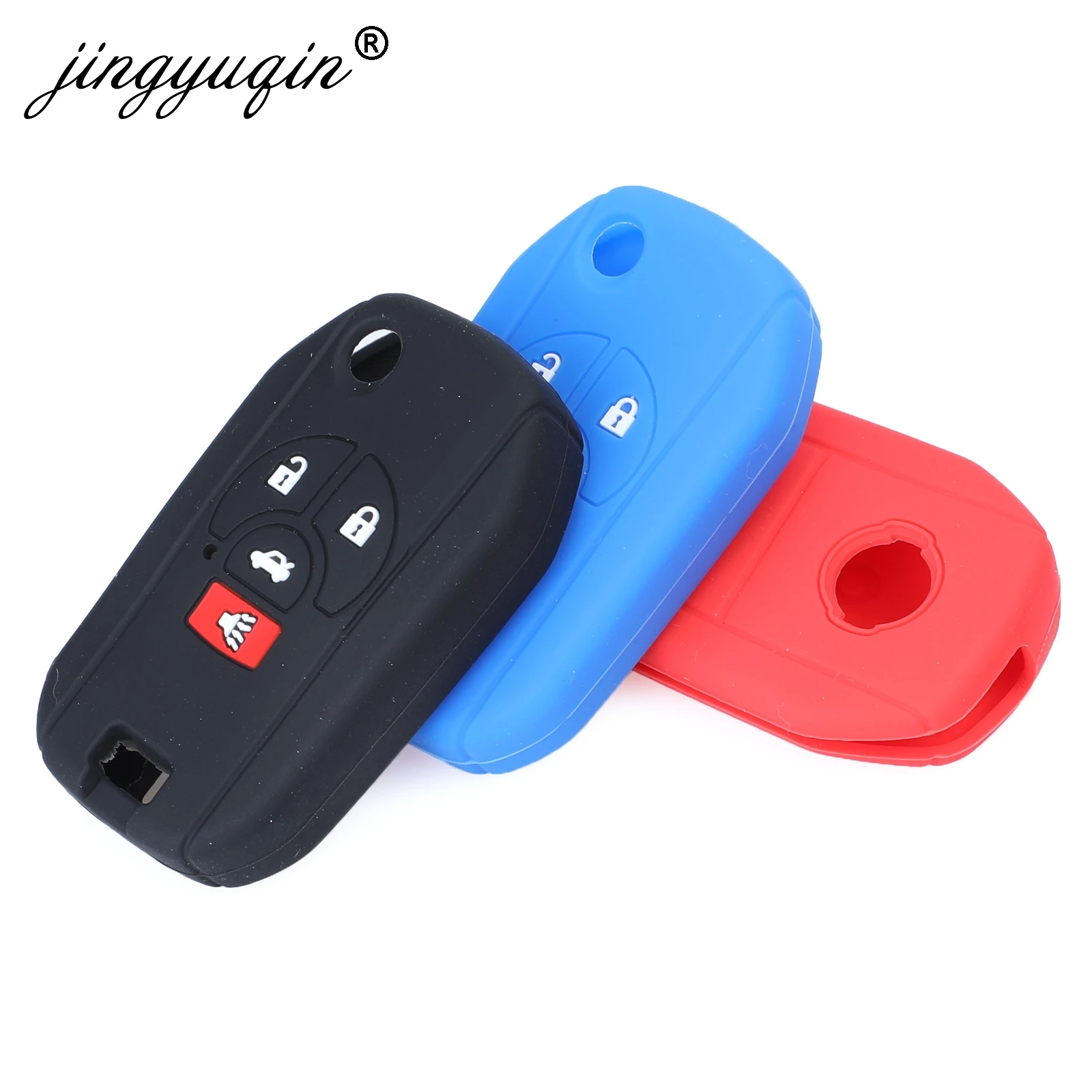 

jingyuqin 30pcs/lot Silicone 4 Buttons Remote key Case Cover For Nissan Versa Rogue Modified Flip Key shell