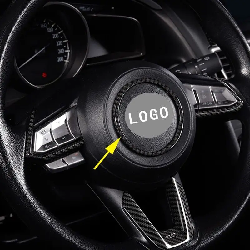 

1Pcs Carbon ABS Car Steering Wheel Circle Frame Cover Trim Interior Accessories Mouldings For Mazda CX-3 CX3 2016-2018 New