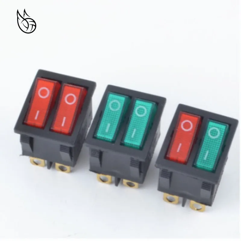 

1pc DIY Model KCD3 Double Boat Rocker Switch Toggle 6 Pin On-Off With Green Red Light 20A 125VAC Factory Online Wholesale Hot