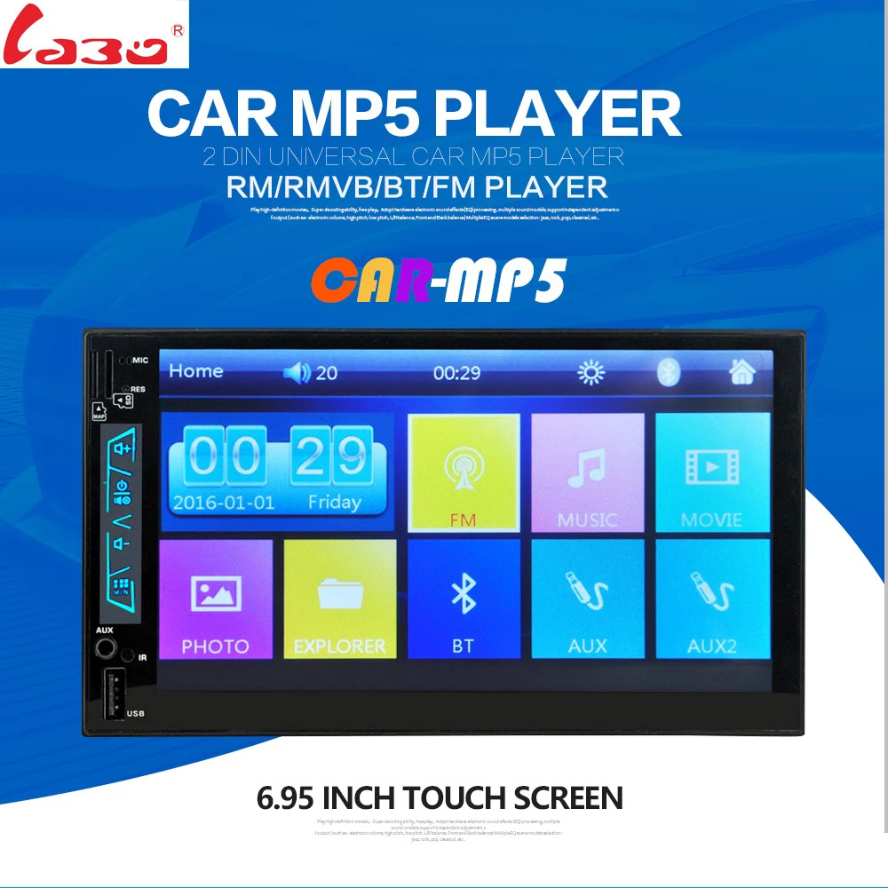 

LaBo Car MP5 Player 7" Touch Screen In Dash Bluetooth Car Stereo Radio MP4 Player Support FM USB SD Aux Rear View Camera Input
