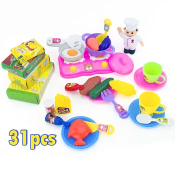 

31PCS Pretend Play House Simulation Kitchen Toys Children's Tableware Set Educational Toys Parent-child Interaction Learning