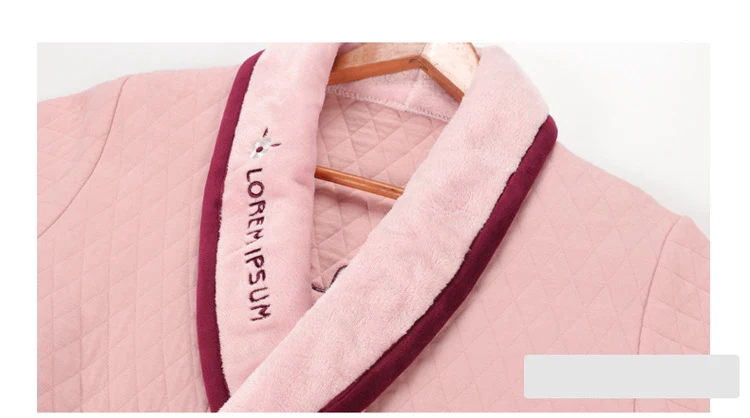 Couple pajamas winter cotton jacket long-sleeved men's casual robe home service womens robe night robe cotton robe bathrobe