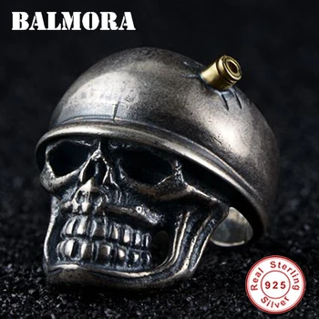 

BALMORA Solid 925 Sterling Silver Skull Soldier Male Open Rings for Men Party Gift Vintage Fashion Ring Jewelry Anillos SY22406