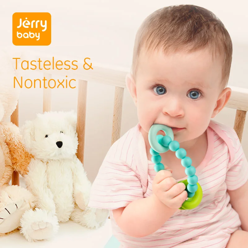 

Jerrybaby Baby Teether Silicone Teether for infant Baby Wristband for Molar BPA Free Cartoon Safety Teething Bracelet