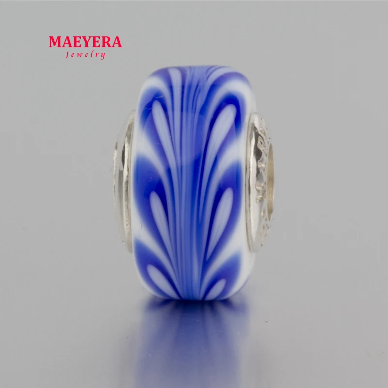 MAEYERA ювелирное изделие настоящее S925 ядро бусины-фонарики синие Бусины муранские