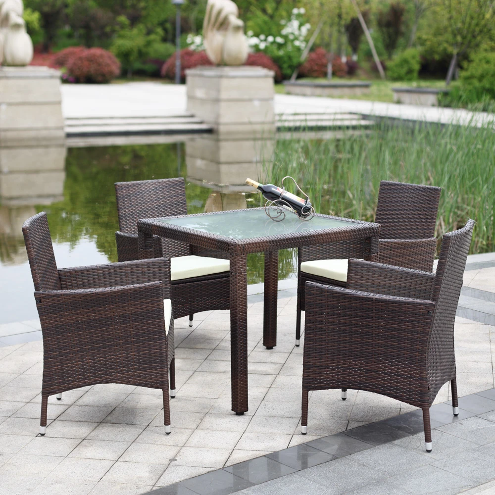 Ikayaa Us Stock 5pcs Wicker Rattan Outdoor Dinning Table Chair Set Cushioned Garden Patio Furniture Set For Home Patio Furniture Set Patio Furnituregarden Table Chair Sets Aliexpress