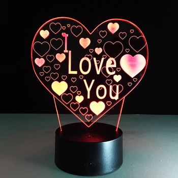 

7 Color 3D LED Night Light I LOVE YOU shape of Light desk table USB Night Lamp Decoration Wedding Birthday Holiday Xmas Gift