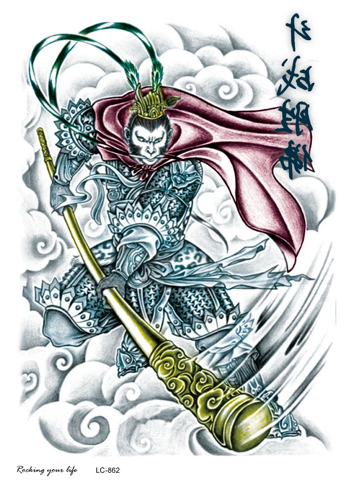 Large Temporary Fake Tattoo Sticker Sketch Powerful The Monkey King Sun Wukong Ink Designs Body Shoulder Arm Tattoo Sticker Tattoo Tube Stickers Promosticker Kid Aliexpress