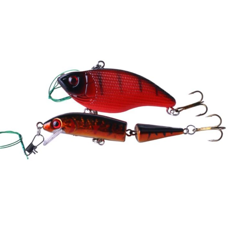 

2PCS/lot 2-Segment Minnow+VIB+Leader Wire line Lure Kit Swimbait Hard Fishing Lure Bass wobbler Pike Bait Fishing Tackles