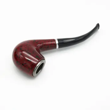 

1Pc 140MM Durable Red Tobacco Wood Pipe Black Spots Resin Cigar Holder Filter Retail Package Hookah Smoking Pipe Christmas Gift