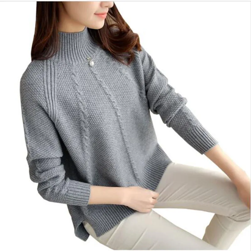 Pearl Beaded knitted Jumper Womens 2018 Autumn Winter Fashion Long Sleeve Women Sweaters and Pullovers Female Turtleneck | Женская