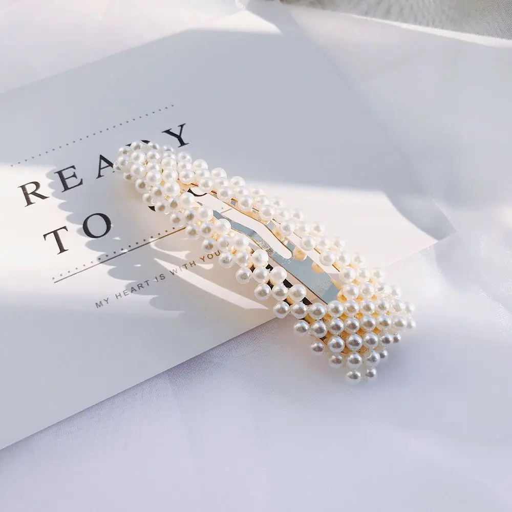 2019 Hot Fashion 4 Style Women Pearl Hair Clip Snap Hair Barrette Stick Hairpin Hair Styling 3