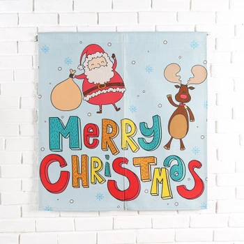 

Taiwan Japan style Chinese Merry Christmas door curtain wall hanging living room kitchen home decoration bar Santa Claus elk