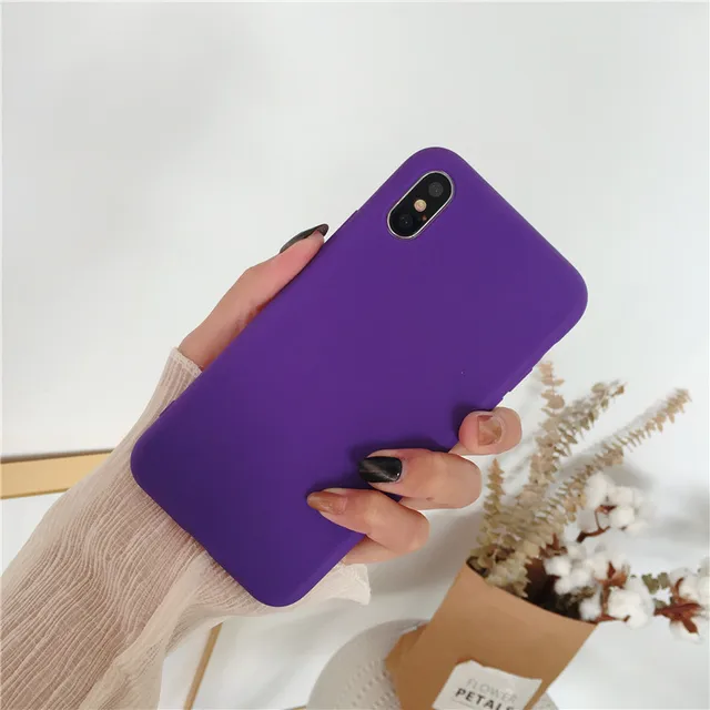 Purple Color Cover Case for iPhone Xs Max case X XR Soft TPU Silicone