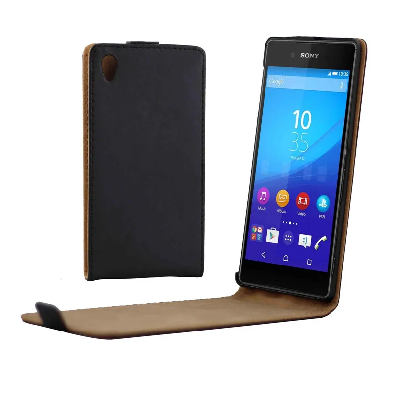 Vertical PU Leather Flip Case Fundas Capa For Sony Xperia Z4 Cover Back