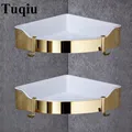 Ecke Regal Goldene Edelstahl + ABS Badezimmer Regale Chrom Wand Halterung dreieck Dusche Caddy Rack Bad Zubehör|Badezimmerregale| -