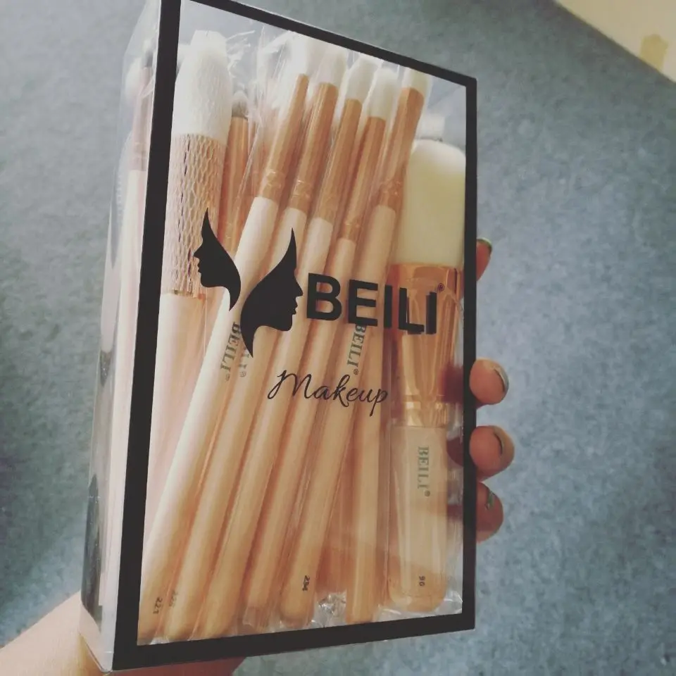 Дешево Бейли розовый 25 шт. натурального козьего волоса синтетические волокна шерсти пудра корректор Румяна Тени для век набор кистей для макияжа