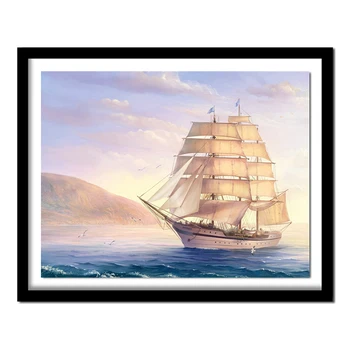 

DIY Diamond Scenic Painting Cross Stitch Full Square Diamond Embroidery Ship Picture Of Rhinestones Home Decor
