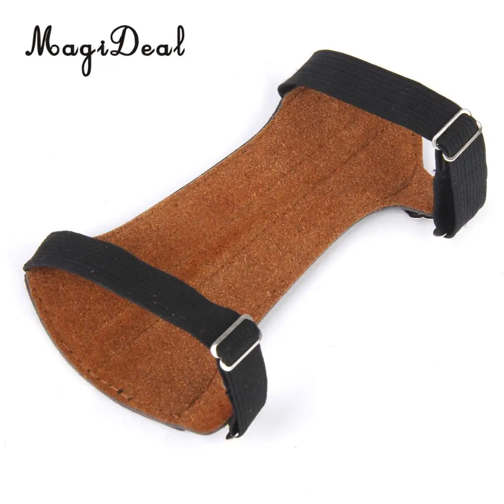 MagiDeal Sofe Adjustable Shooting Archery Arrow Leather 2 Straps Hunting Target Archery Arm Guard Protection Safe Strap Armband