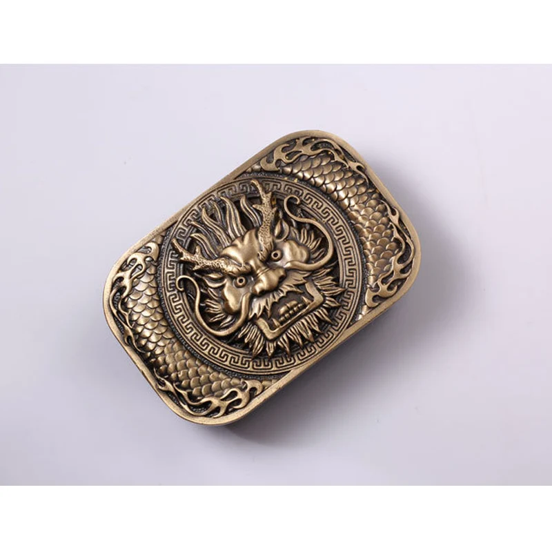 

High Quality Antique Finish Retro Men's Brass Copper Belt Buckle for Men,Vintage, Dragon Head