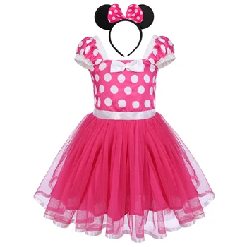 

2pcs Set Girls Polka Dot Minnie Dress Up Baby Kids Birthday Polka Dot Tutu Dress Headband Cute Girls Micky Mouse Cosplay Outfits