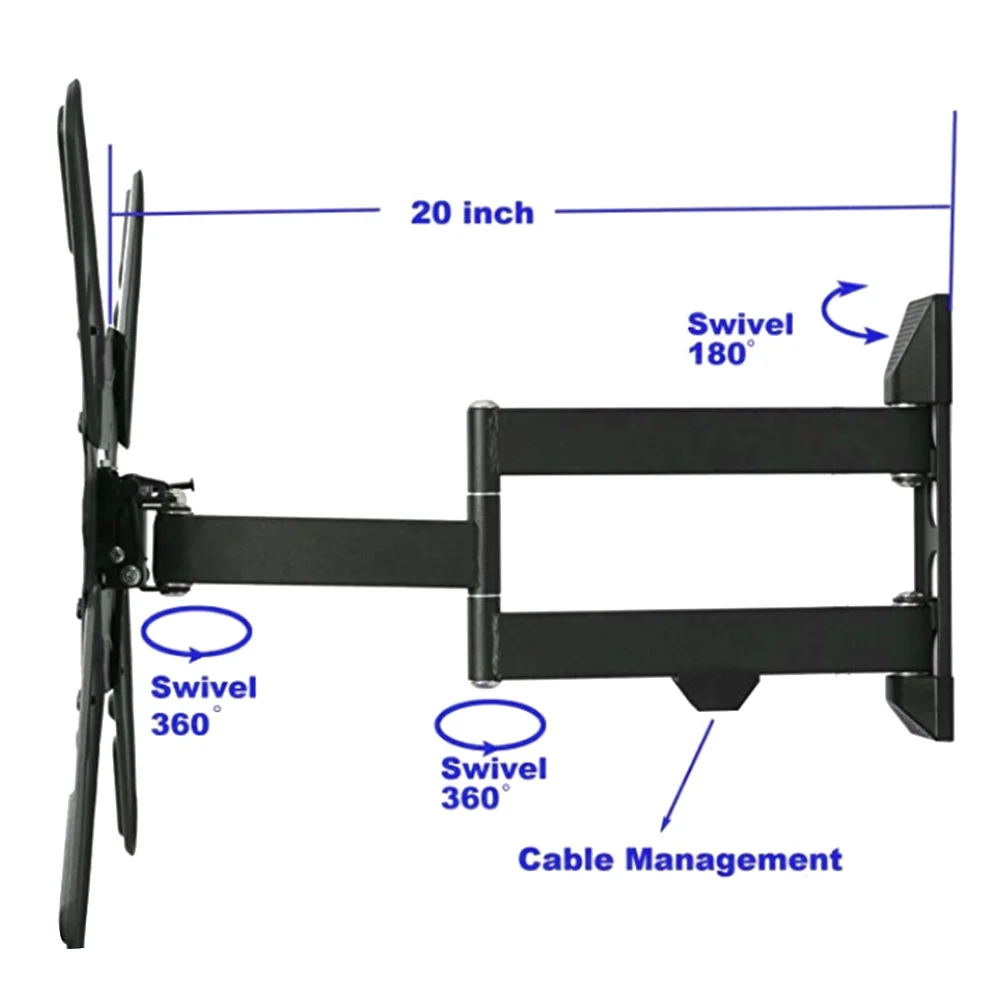 Кронштейн тв настенное крепление для большинства 14 "-55" светодиодный ЖК-плазменный монитор с плоским экраном до 110 фунтов VESA 400x400 с полным