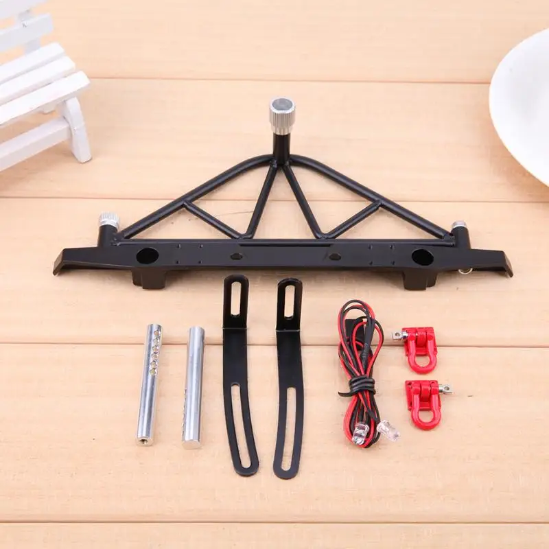 

2 LED Lamp RC Crawler Metal Rear Bumper RC Crawler Metal Rear Bumper with Lights Tyre Frame for Axial SCX10 RC Car Toy