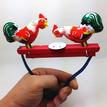 Антикварная оловянная Игрушка заводные игрушки металлический ремесленный робот/автомобиль/поезд коллекция фотографии реквизит Рождественский подарок курица съесть рис