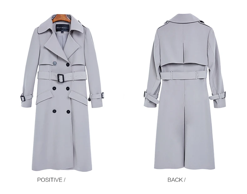 AYUNSUE бренд ветровка для женщин пальто длинный тонкий двубортный Тренч Женская верхняя одежда Высокое качество LX1406