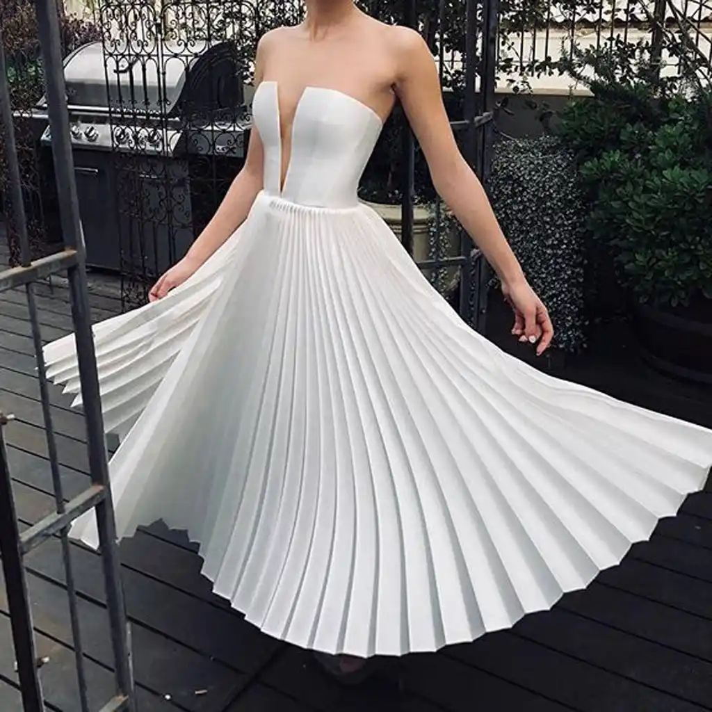 vestido plissado para casamento