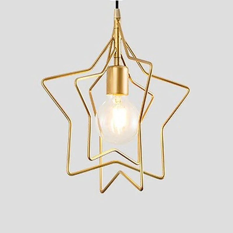 

Nordic Five-pointed Star Led Pendant Lights Pentagram Luminaria Coffee Shop Hotel Decoration Restaurant Bar Iron Art Hanglamp