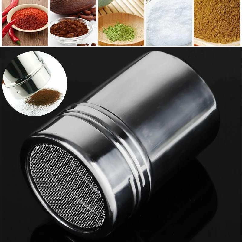 

Stainless Steel Kitchen Spice Tool Coffee Chocolate Shake Cup Cocoa Flour Salt Powder Frosting Cappuccino Sieve Cover Shaker