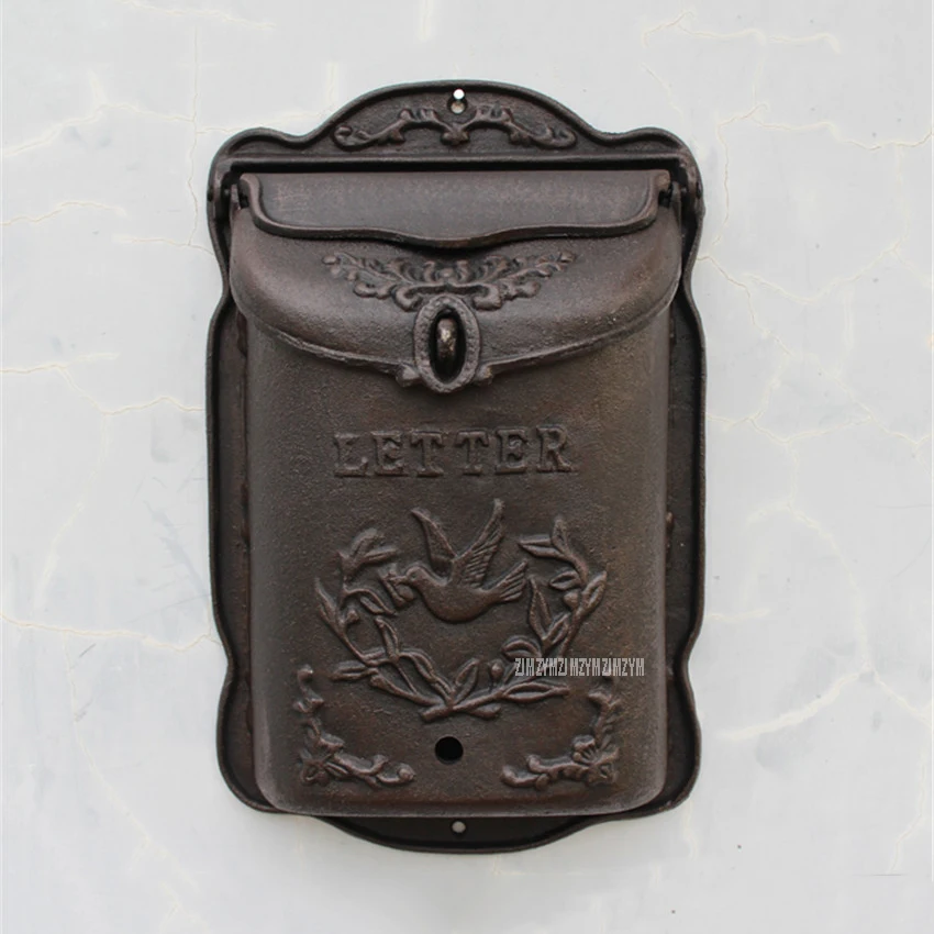 

Rural Style Heavy Duty Wall Mounted Cast Iron Mailbox Metal Mail Box Newspaper Letter Post Box Rustic Postbox Gardon Yard