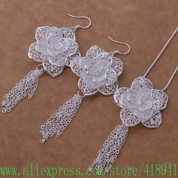 

925 sterling silver Jewelry Sets Earring 588 + Necklace 699 /ekjanbqa bllakcsa AS371