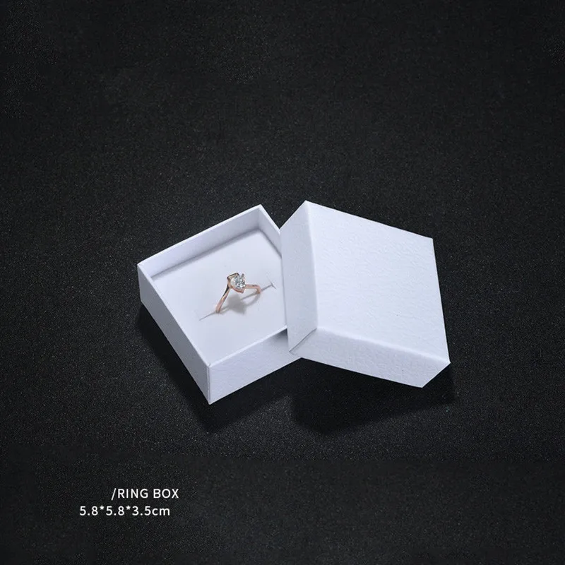 Белая/Черная бумажная коробка для ювелирных изделий с изображением неба и земли, органайзер для ювелирных изделий, кольца, ожерелье, подвеска, Свадебная подарочная упаковка, бархатная коробка - Цвет: White Ring Box