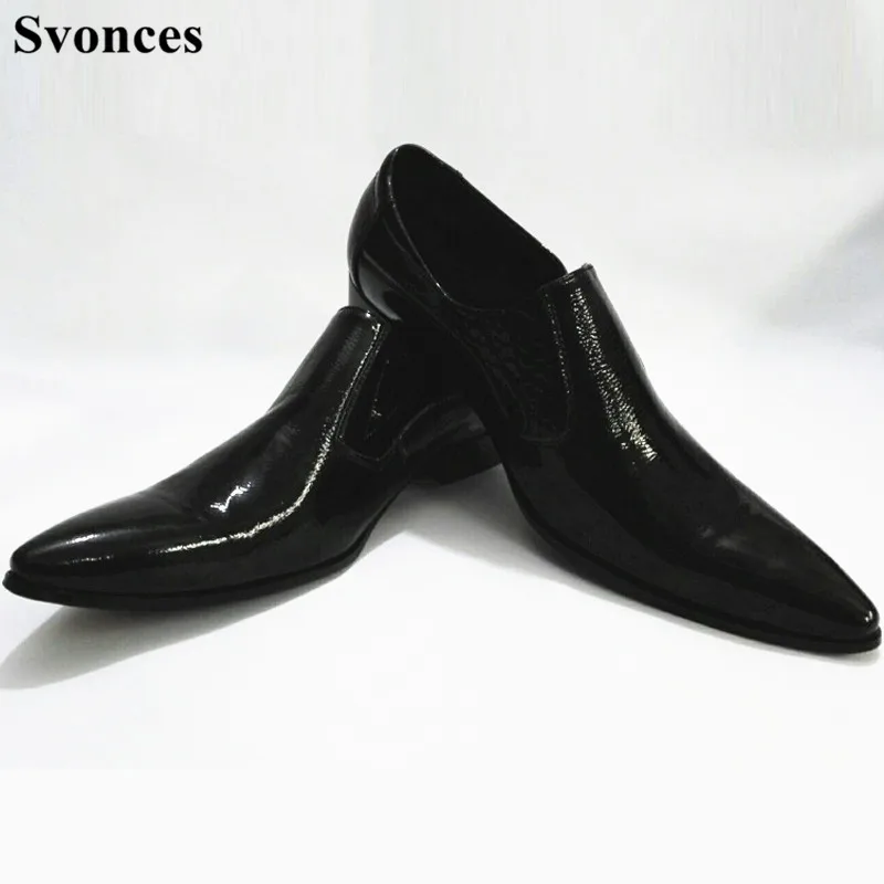 

New Spring Autumn Dress Shoes Man Pointed Toe Business Shoes Men's Flats Oxfords Slip-On Solid Black Leather Mens Shoes Casual
