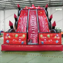 Надувная горка с двухдорожечный, ПВХ надувная горка батут, красные принты воздушных шариков гигантская надувная аквагорка