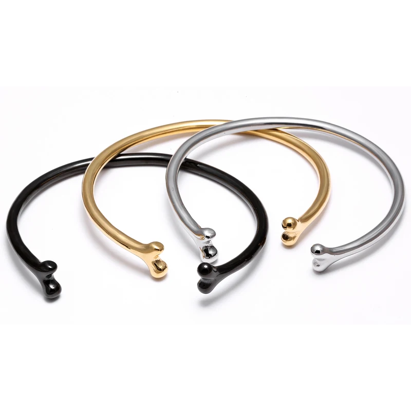 Mcllroy Skull bangle Stainless steel bangles Cuff Men bracelets Titanium steel trendy Vintage design Bone Pipe Dropshipping 2018