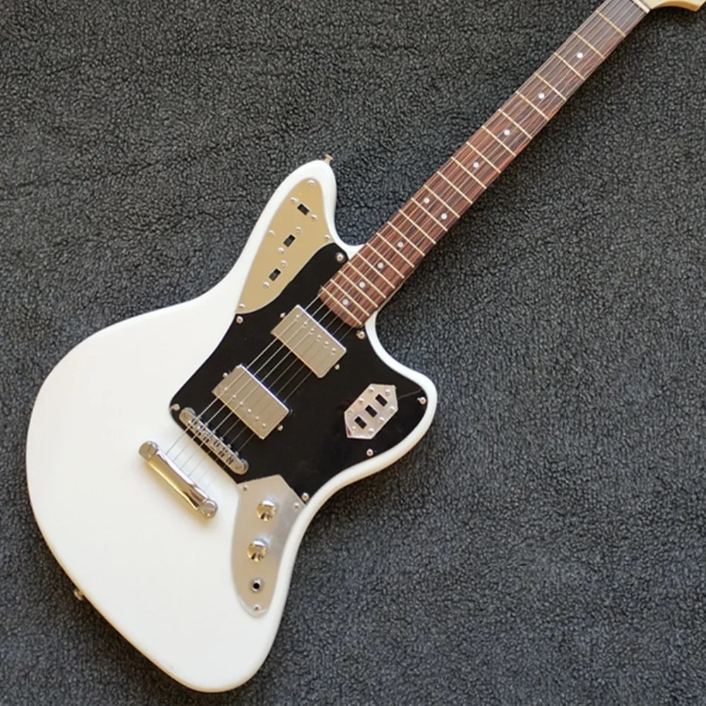 

Custom Shop,Jaguar model with White Top,6 Strings Electric Guitar,Slivery hardware,Black Guardplate,Free shipping