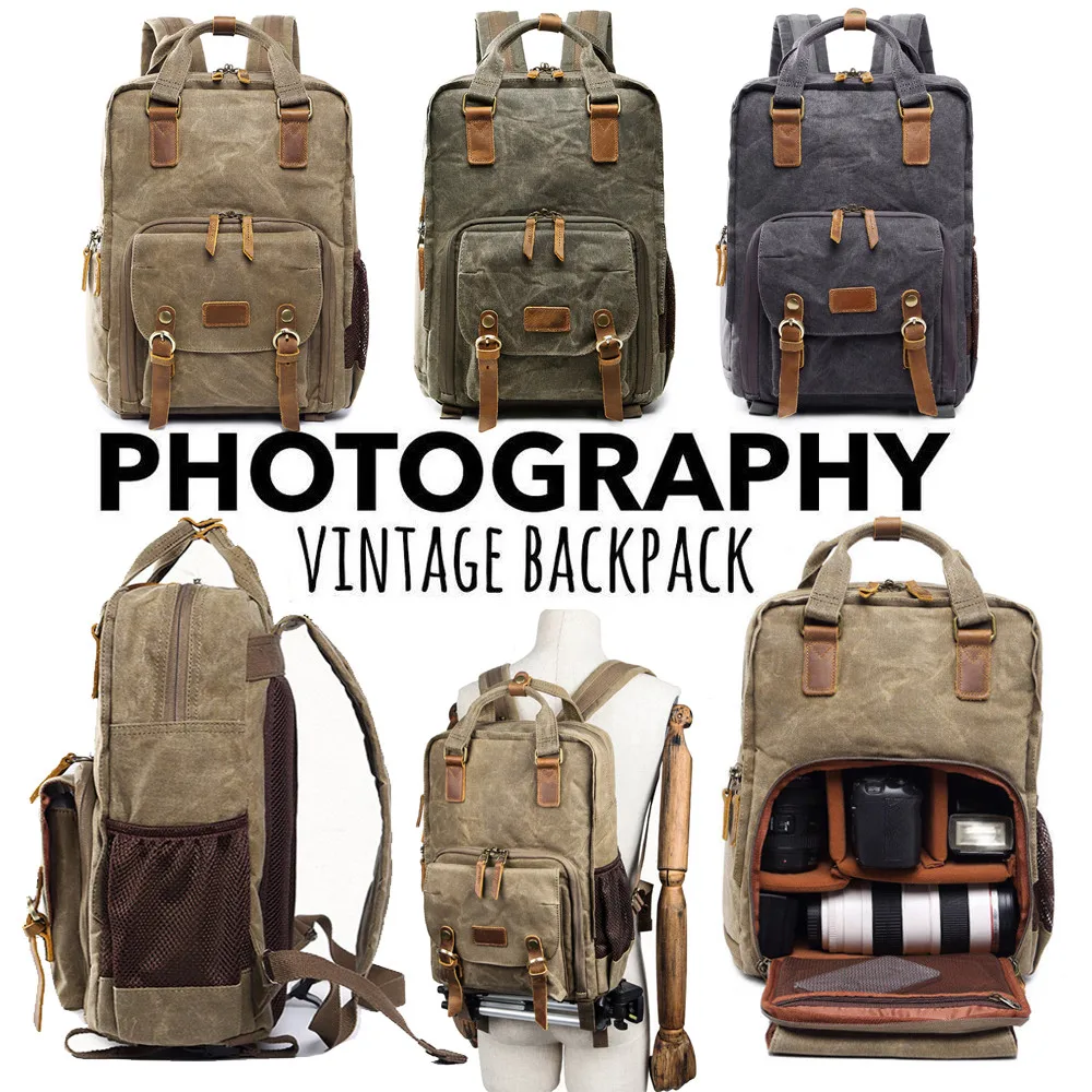 

Travel Hiking backpacks Gym bag Hot Premium Vintage Photography Backpack Waterproof Photography Canvas Bag bolsa Canta C0.8