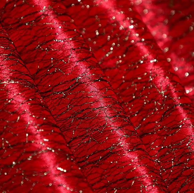 

Elastic red diamond light flash mesh fabric dresses patch wedding gauze diy textiles tweed fabric telas por metro tissu A478