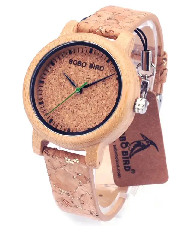 BOBO BIRD loves' бамбуковые часы Relojes Mujer relogio feminino Роскошные брендовые кварцевые наручные часы с пробковым ремешком для мужчин и женщин - Цвет: Women 38mm