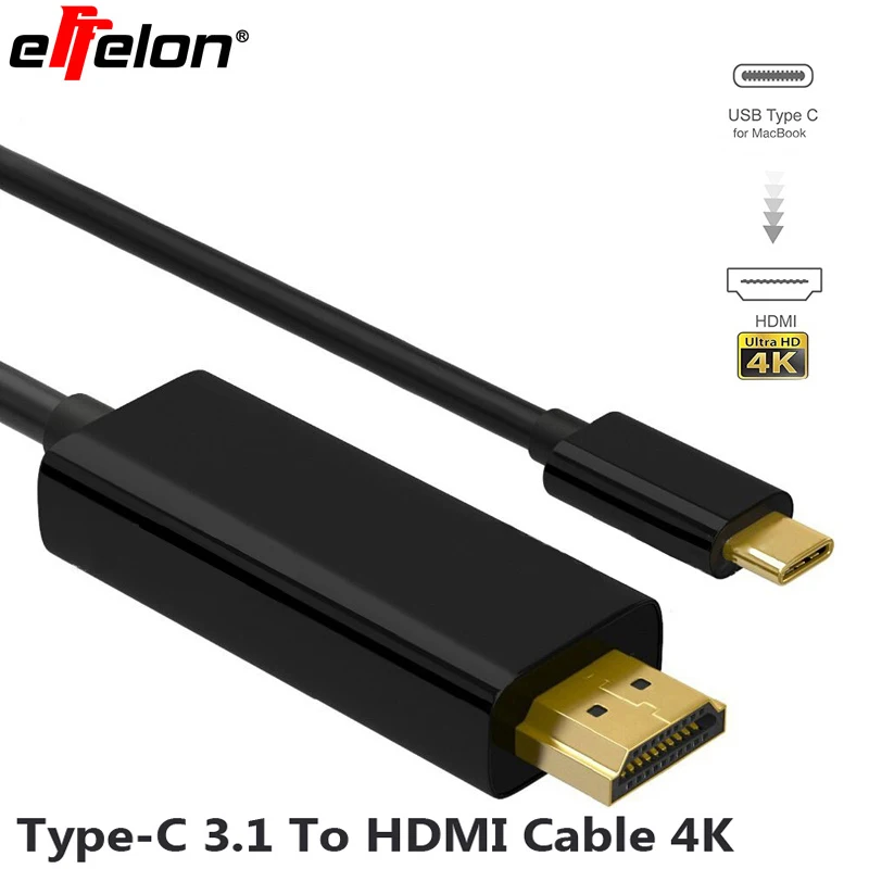 Effelon USB 3.1 Type C (Thunderbolt 3 Compatible) to HDMI 4K Cable for