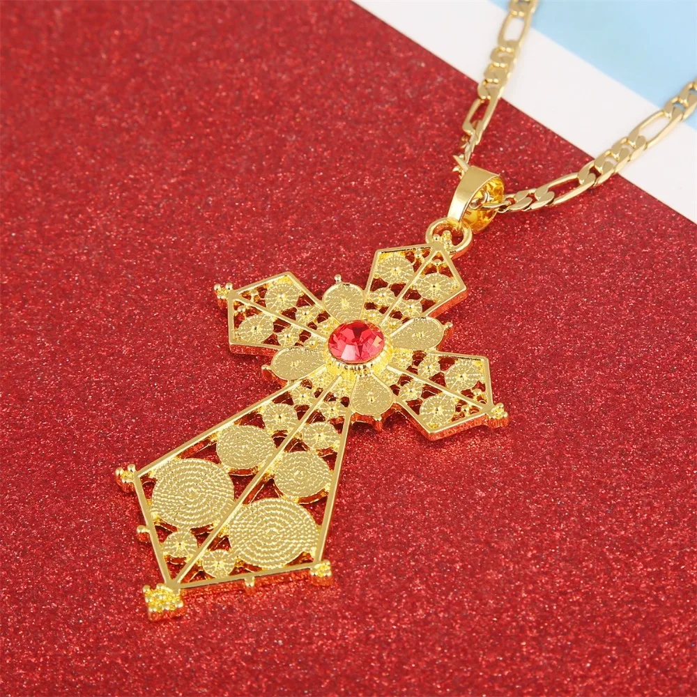 

New Ethiopian Jewelry Gold Color Pendant Necklace Jewelry for African Ethiopia Eritrean Women Wedding Jewelry