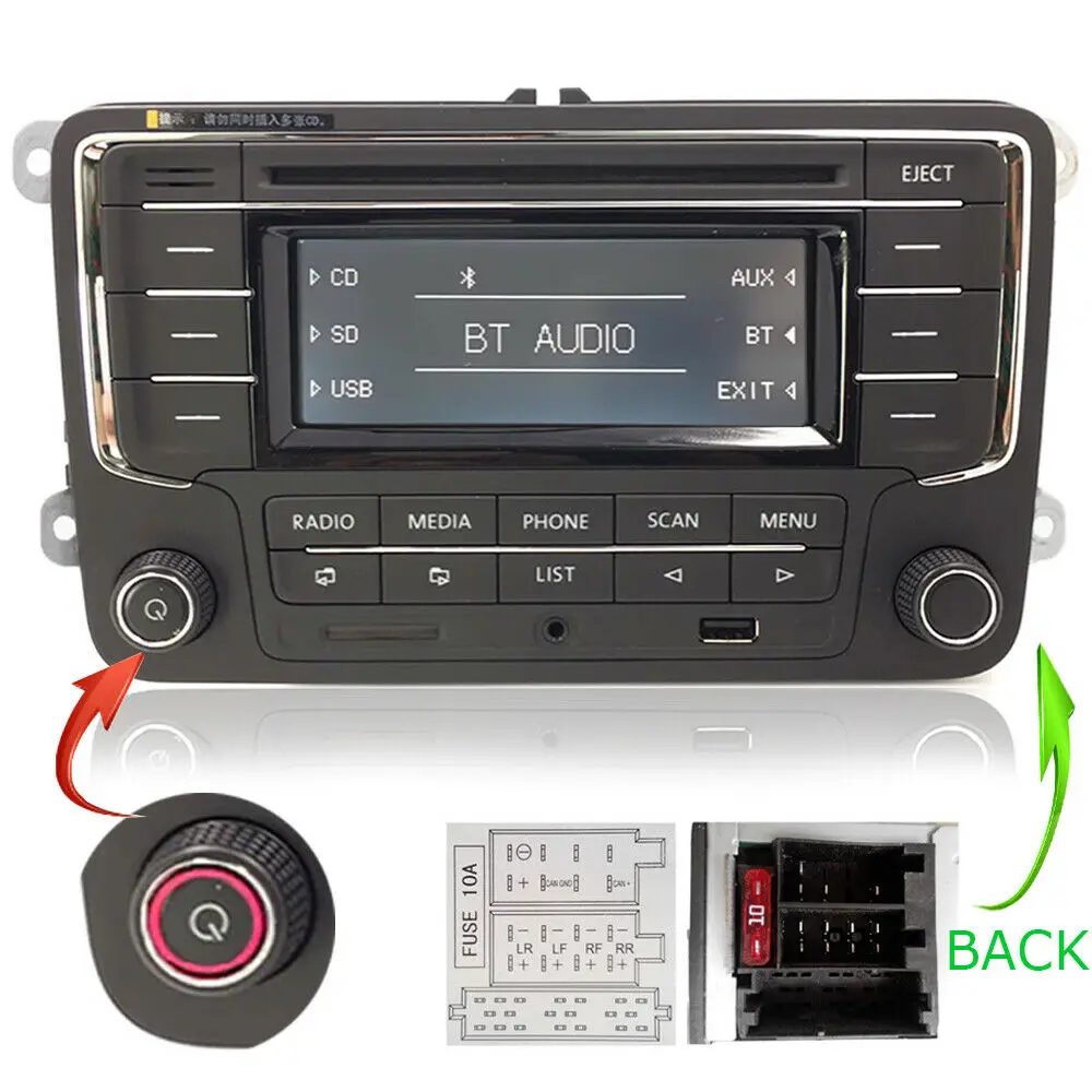 Автомагнитола стерео RCN210+ декодер кабель Bluetooth CD MP3 USB AUX SD для Volkswagen Golf Passat TOURAN Polo TIGUAN Caddy EOS