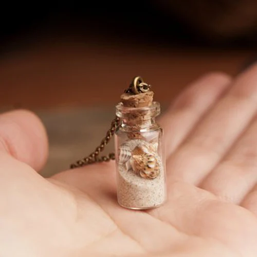 3 шт 22X11 мм Стеклянная банка пляжное ожерелье с песком ожерелье желаний ожерелье из морской раковины крошечное ожерелье подарок для нее